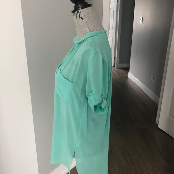 Aritzia silk turquoise blouse - Picture 3 of 4